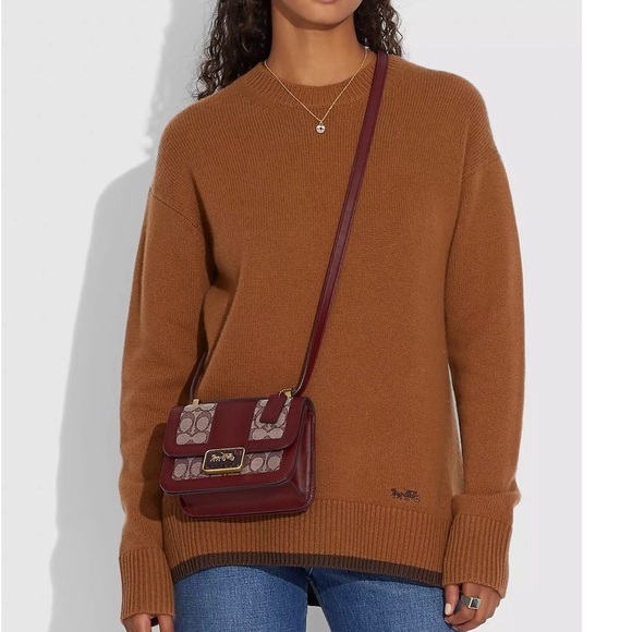HOLD-NWT Coach Alie Shoulder Bag 18 In Signature Jacquard With Snakeskin Detail